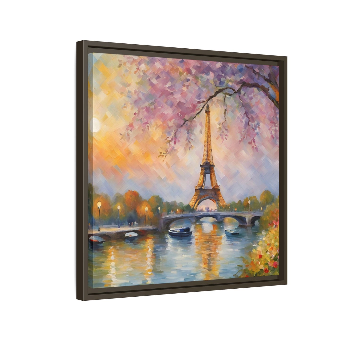 Modern Abstract Eiffel Tower Design Unique Framed Canvas Landscape Wall Art Paris France Gift Nature Lover Gift 3 frame colors