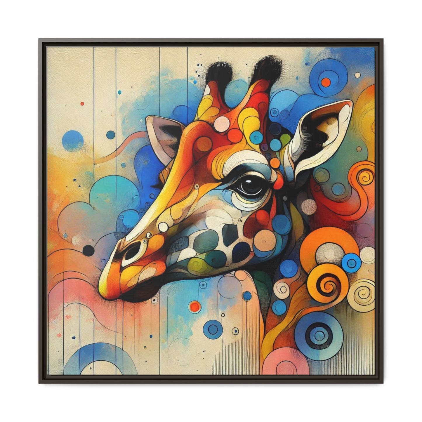 Modern Giraffe Print Abstract Design Unique Framed Canvas Print African Wall Art Animal Lover Gift Nature Lover Decor 3 frame colors