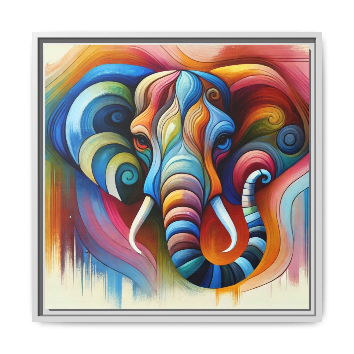 Modern Elephant Print Abstract Design Unique Framed Canvas Print African Wall Art Animal Lover Gift Nature Lover Decor 3 frame colors