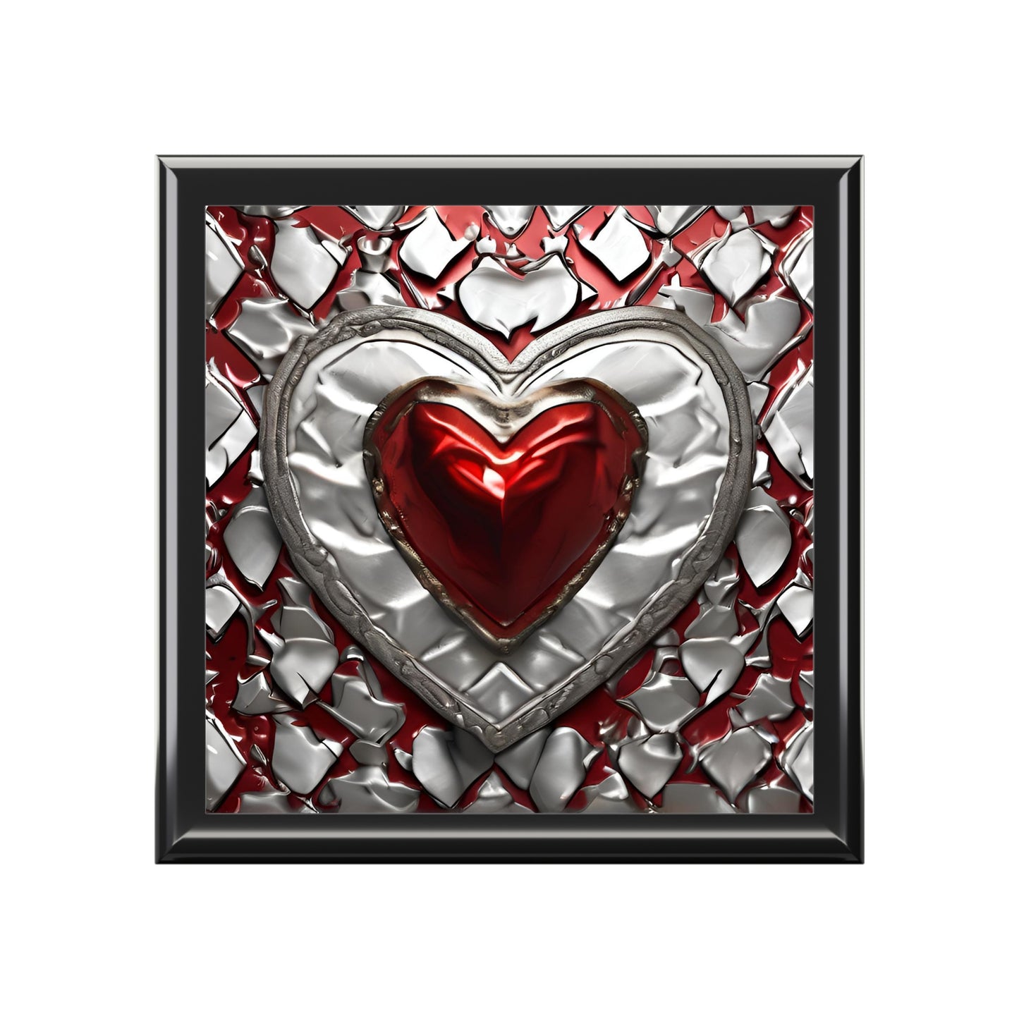 Unique Heart Art Print Design Jewelry Box Trinket Box Bedroom Dresser Decor Vanity Gift Box - 3 colors to choose from