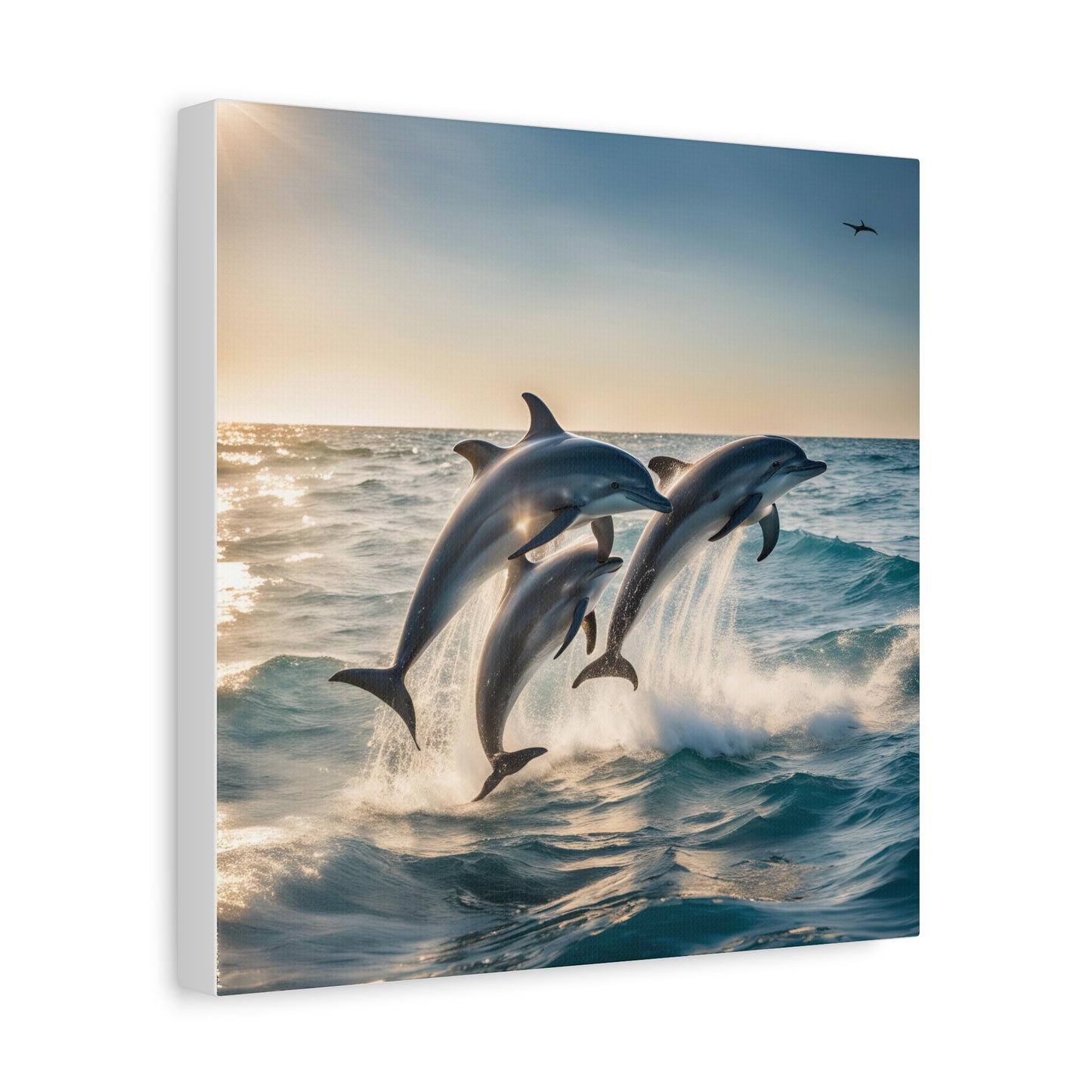 Dolphins Print Wall Art | Matte Canvas, Stretched, 1.25" | Animal Lover | Oceanic | Sea Life |
