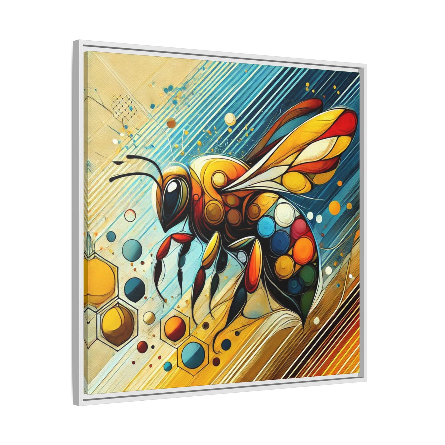 Modern Bee Print Abstract Design Unique Framed Canvas Print Insect Lover Wall Art Animal Lover Gift Nature Lover Decor 3 frame colors