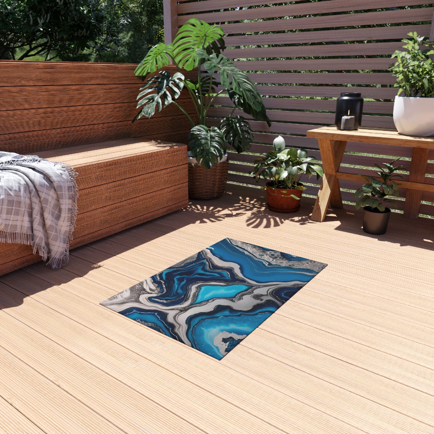 Chenille Outdoor Rug with No-Skid Backing Cozy Outdoor Carpet Patio Decor Gazebo Rug Pool Area Decor Outdoor Kitchen Carpet