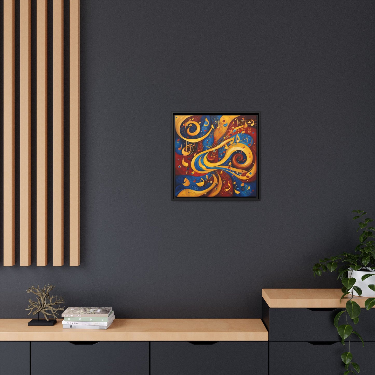 Modern Music-Themed Print Abstract Design Unique Framed Canvas Print Treble Clef Note Wall Art Music Lover Gift Decor 3 frame colors