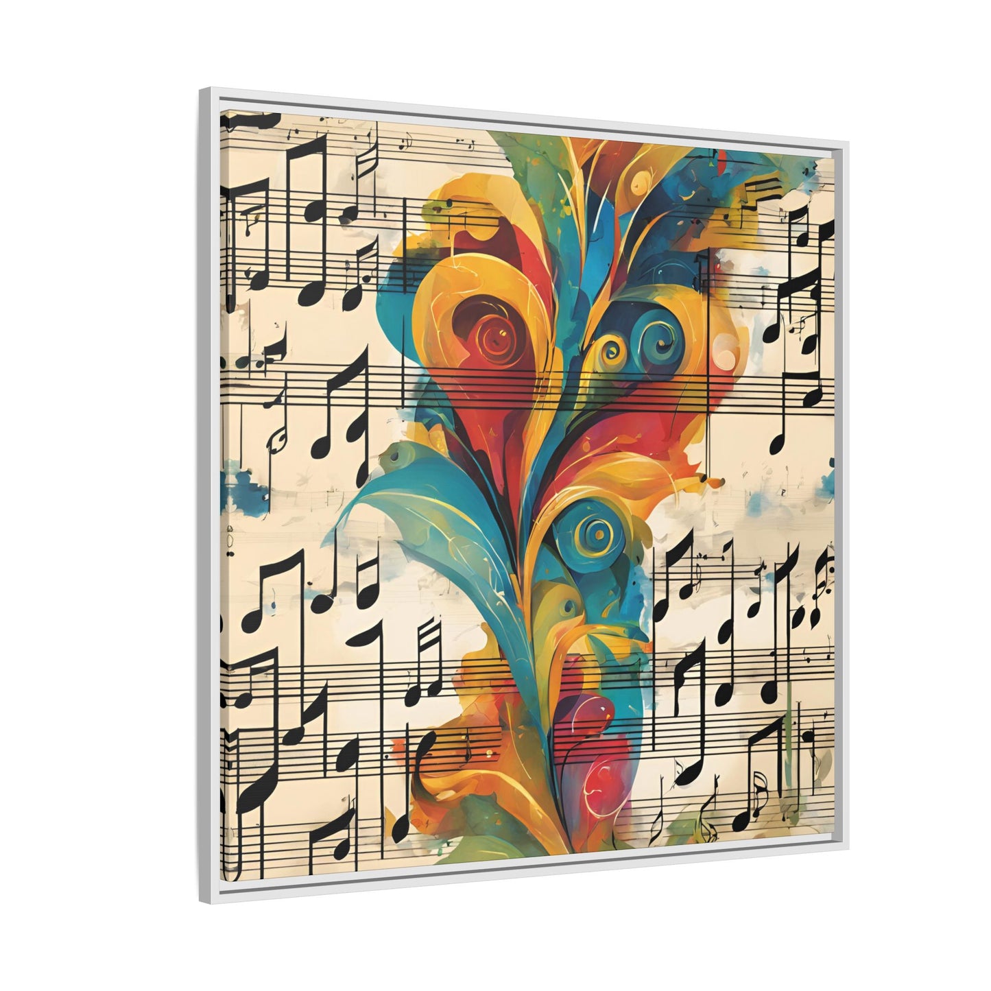 Modern Sheet Music-Themed Print Abstract Design Unique Framed Canvas Print Treble Clef Note Wall Art Music Lover Gift Decor 3 frame colors