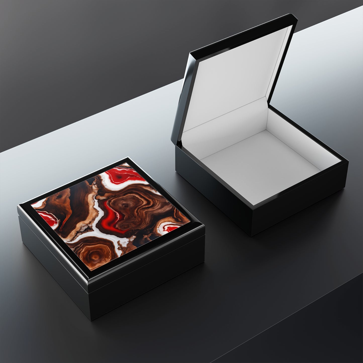 Unique Art Print Design Jewelry Box Trinket Box Bedroom Dresser Decor Vanity Gift Box - 3 colors to choose from