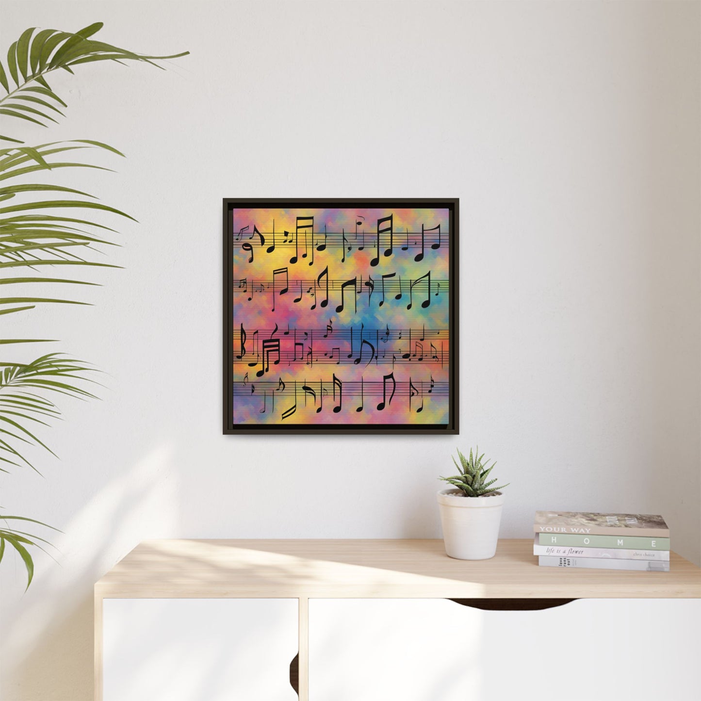 Modern Music-Themed Print Abstract Design Unique Framed Canvas Print Sheet Music Wall Art Music Lover Gift Decor 3 frame colors