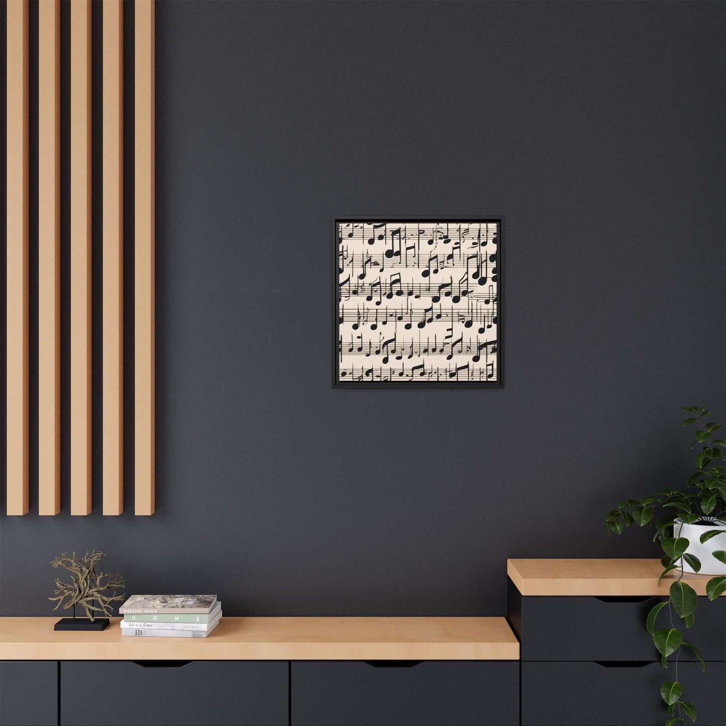 Music-Themed Print Abstract Sheet Music Design Unique Framed Canvas Print Treble Clef Note Wall Art Music Lover Gift Decor 3 frame colors