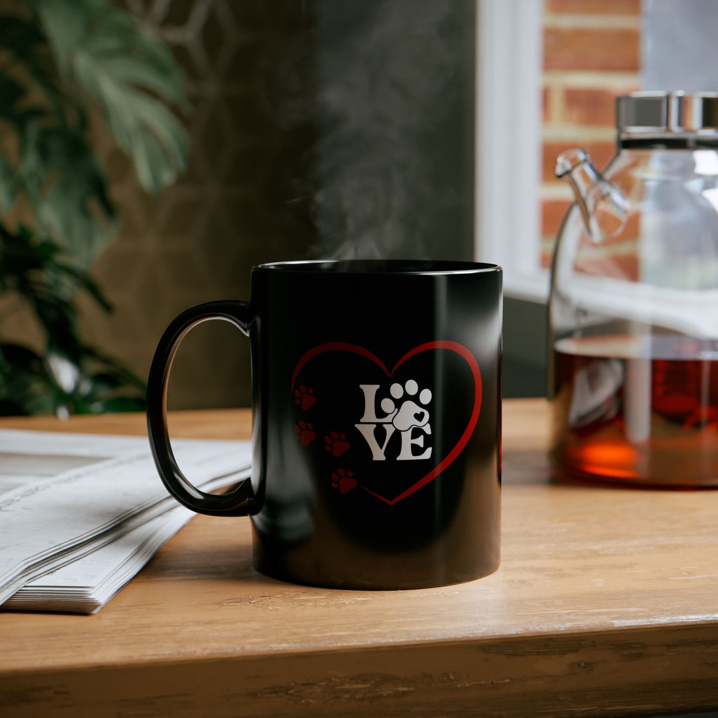Dog or Cat Lover Coffee Mug | Pet Lover | Animal Lover Gift | Pet Parent Gift Teacup | Paw Print and Heart Gift |