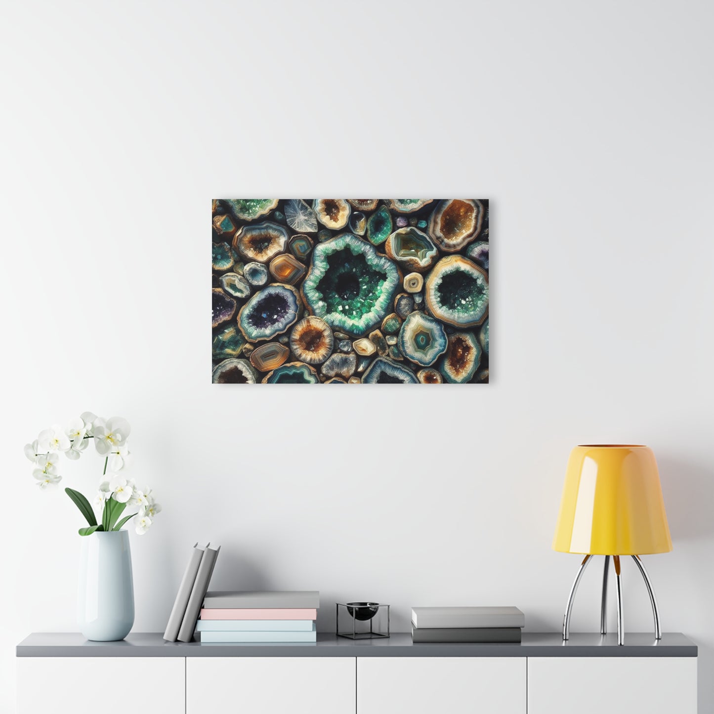Large Geode-Inspired Design Acrylic Print with French Cleat Agate Marble-look Nature Wall Art Rock Lover Relaxing Artwork Modern Home Decor