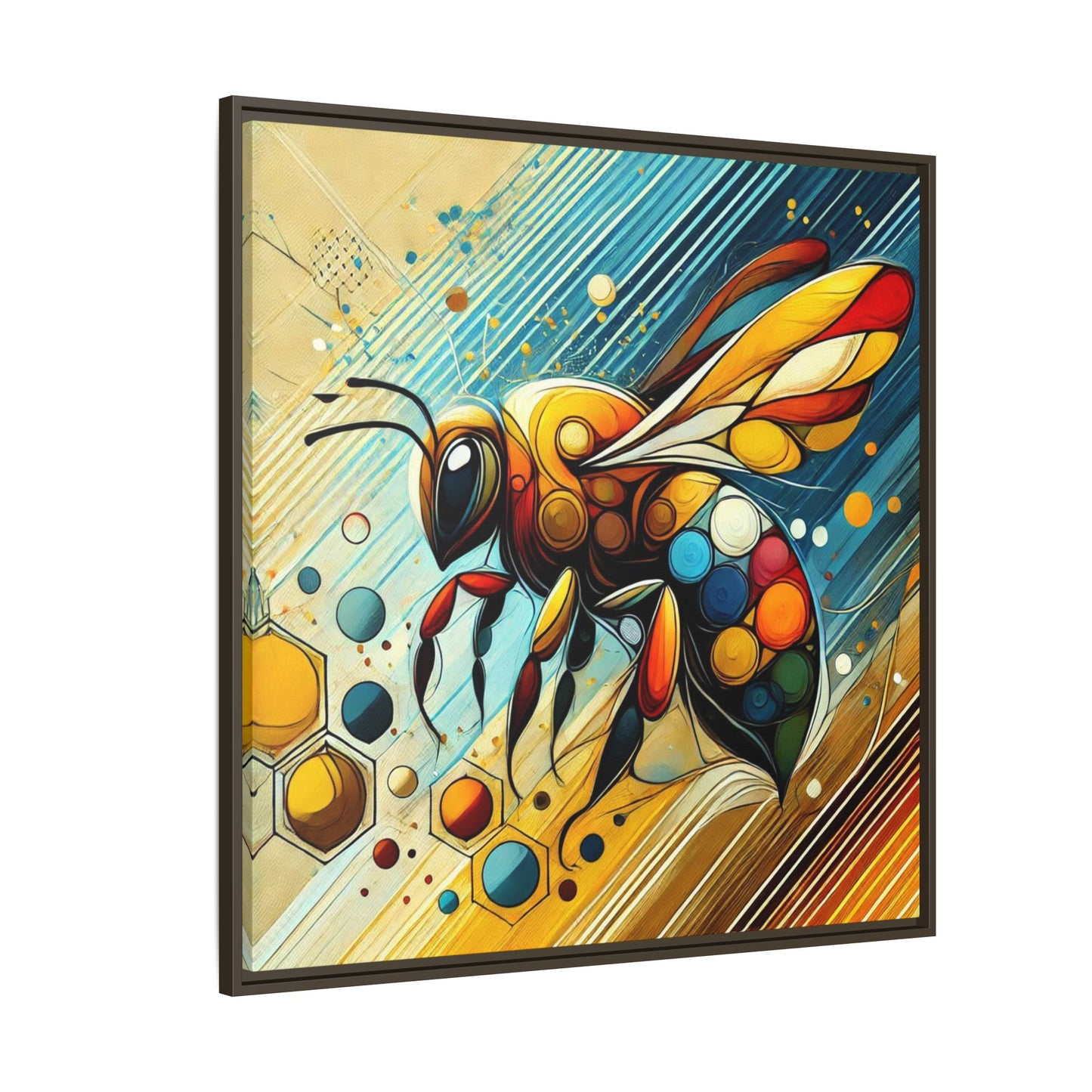 Modern Bee Print Abstract Design Unique Framed Canvas Print Insect Lover Wall Art Animal Lover Gift Nature Lover Decor 3 frame colors