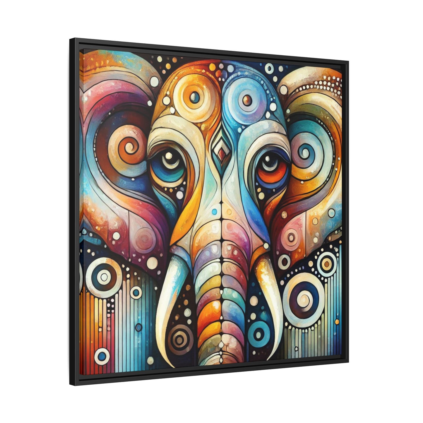 Modern Elephant Face Print Abstract Design Unique Framed Canvas Print African Wall Art Animal Lover Nature Lover Decor 3 frame colors