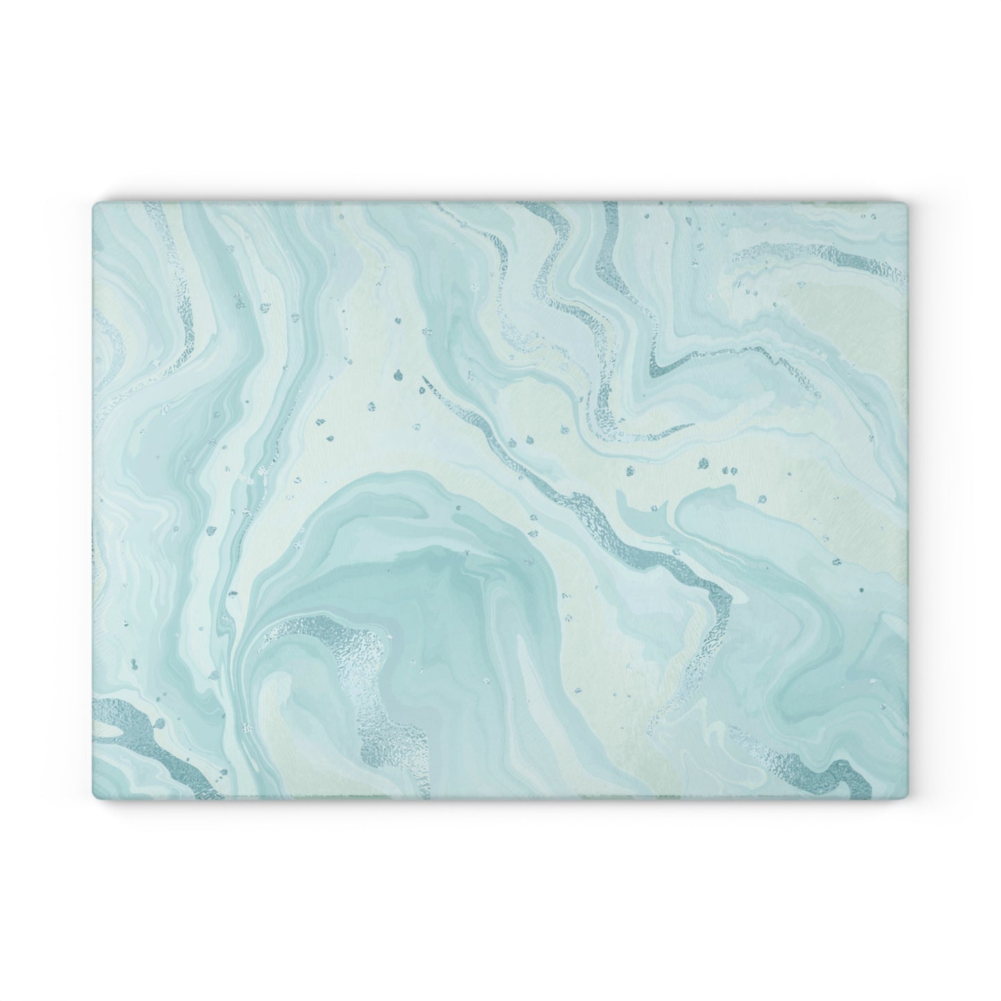 Kitchen Decor Glass Cutting Board Serving Tray with Quartz-look Design Cutting Board Gift for Home Cook Fun Marble-look Charcuterie Board
