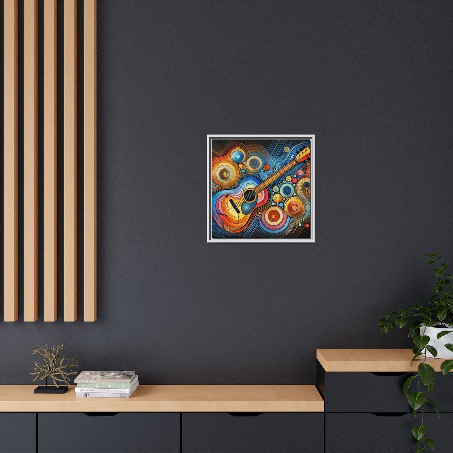 Modern Music-Themed Print Abstract Design Unique Framed Canvas Print Guitar Wall Art Music Lover Gift Decor 3 frame colors