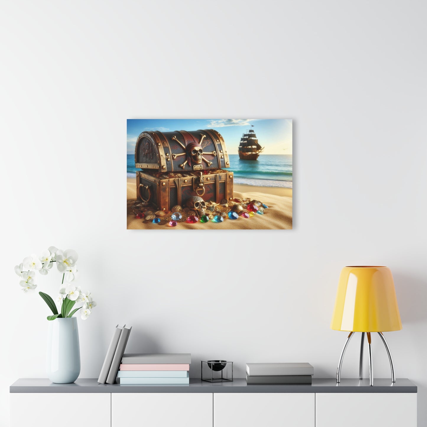 Pirate's Booty Tropical Island Treasure Ocean Vacation Acrylic Print Wall Art Outdoors Gift Beachy Nature Ship Artwork Modern Home Decor