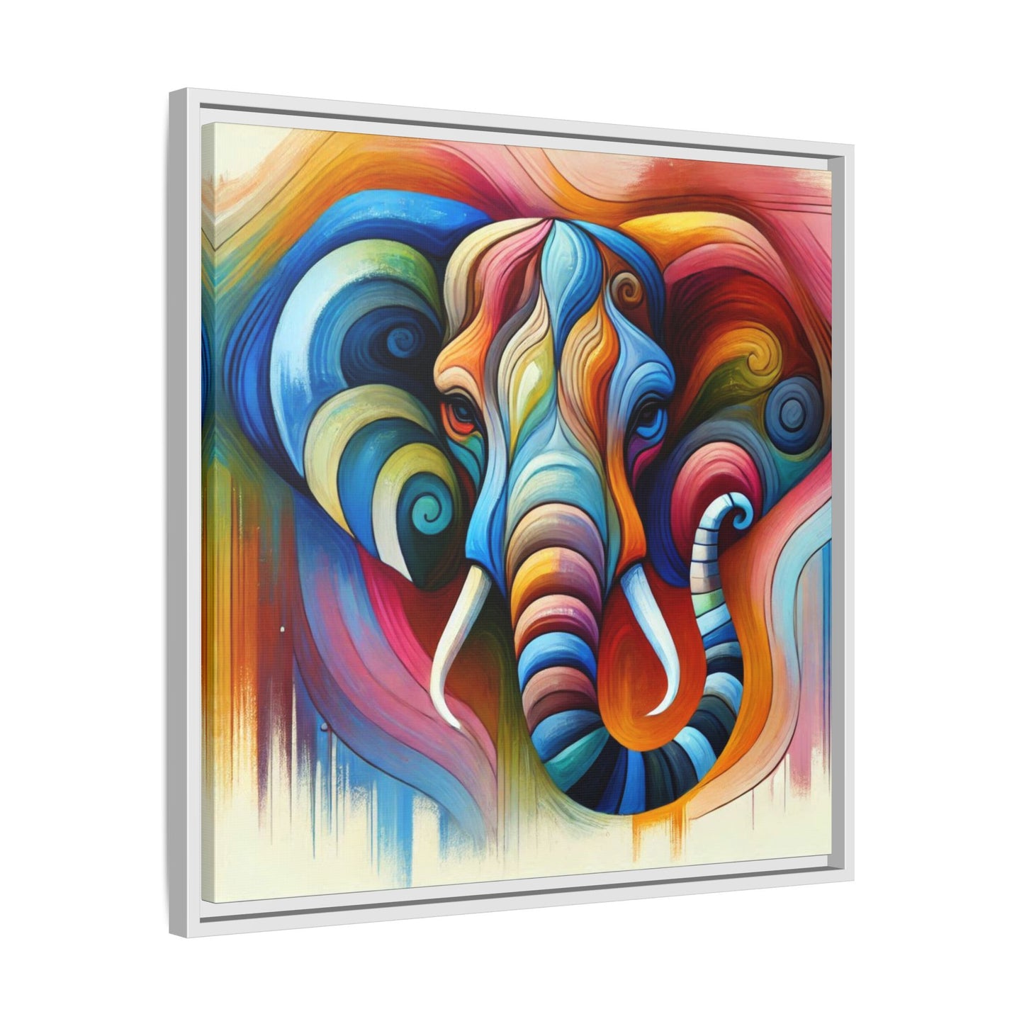 Modern Elephant Print Abstract Design Unique Framed Canvas Print African Wall Art Animal Lover Gift Nature Lover Decor 3 frame colors