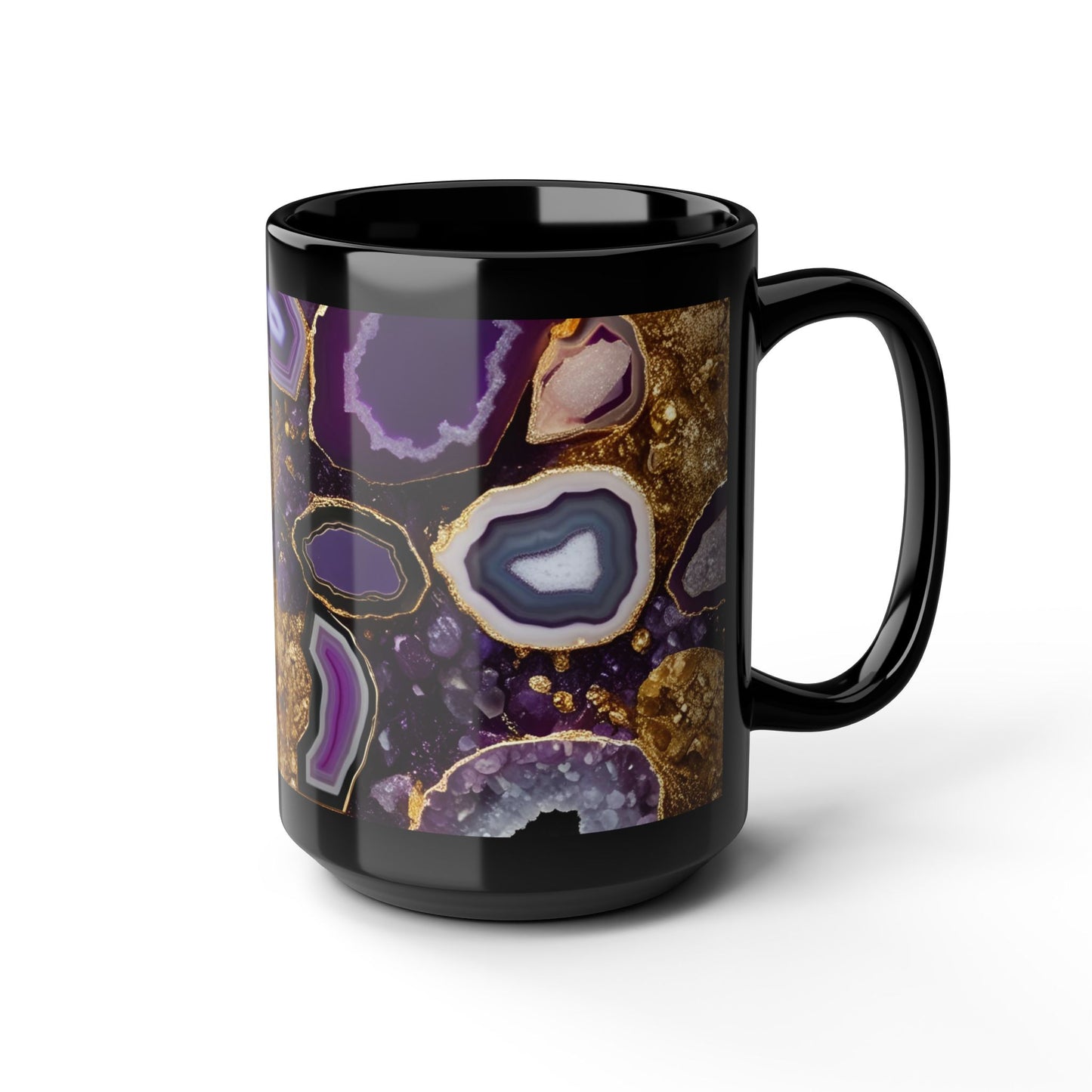 Ceramic Coffee Mug Purple Amethyst Quartz-Inspired Image Nature Rock Lover Ceramic Tea Cup Geode Inspired Agate Look Ceramic Mug