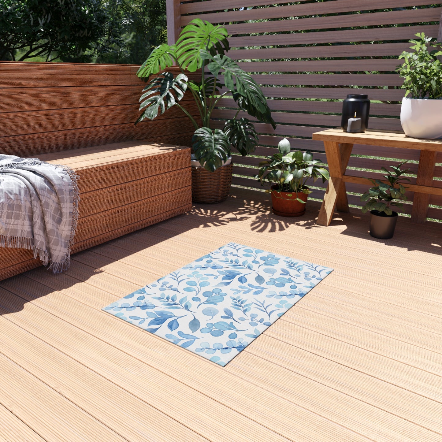 Floral Chenille Outdoor Rug with No-Skid Backing Cozy Outdoor Carpet Patio Decor Gazebo Beachy Rug Pool Area Decor Outdoor Kitchen Carpet