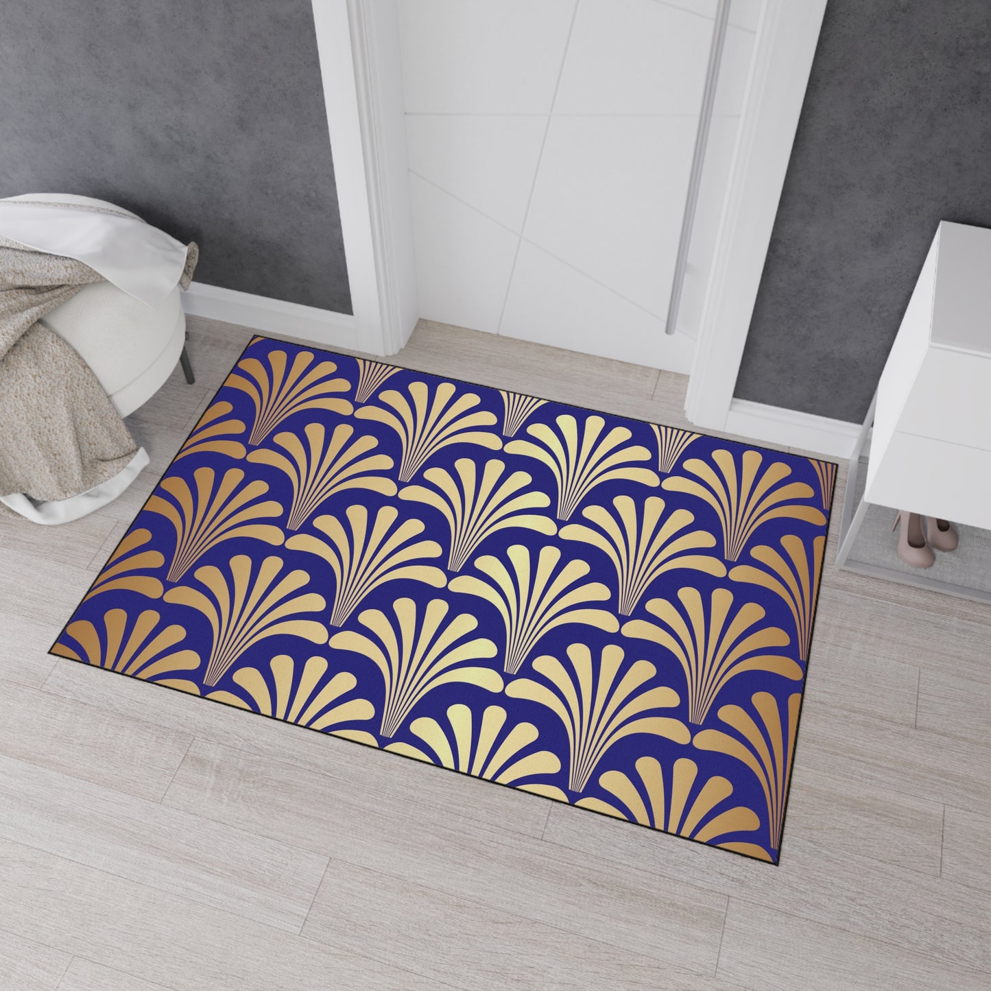 Decorative Heavy Duty Non-Slip Floor Mat Stylish Design Perfect for Entryway Kitchen Décor Blue Floral Geometric Design Rug Bathroom Mat