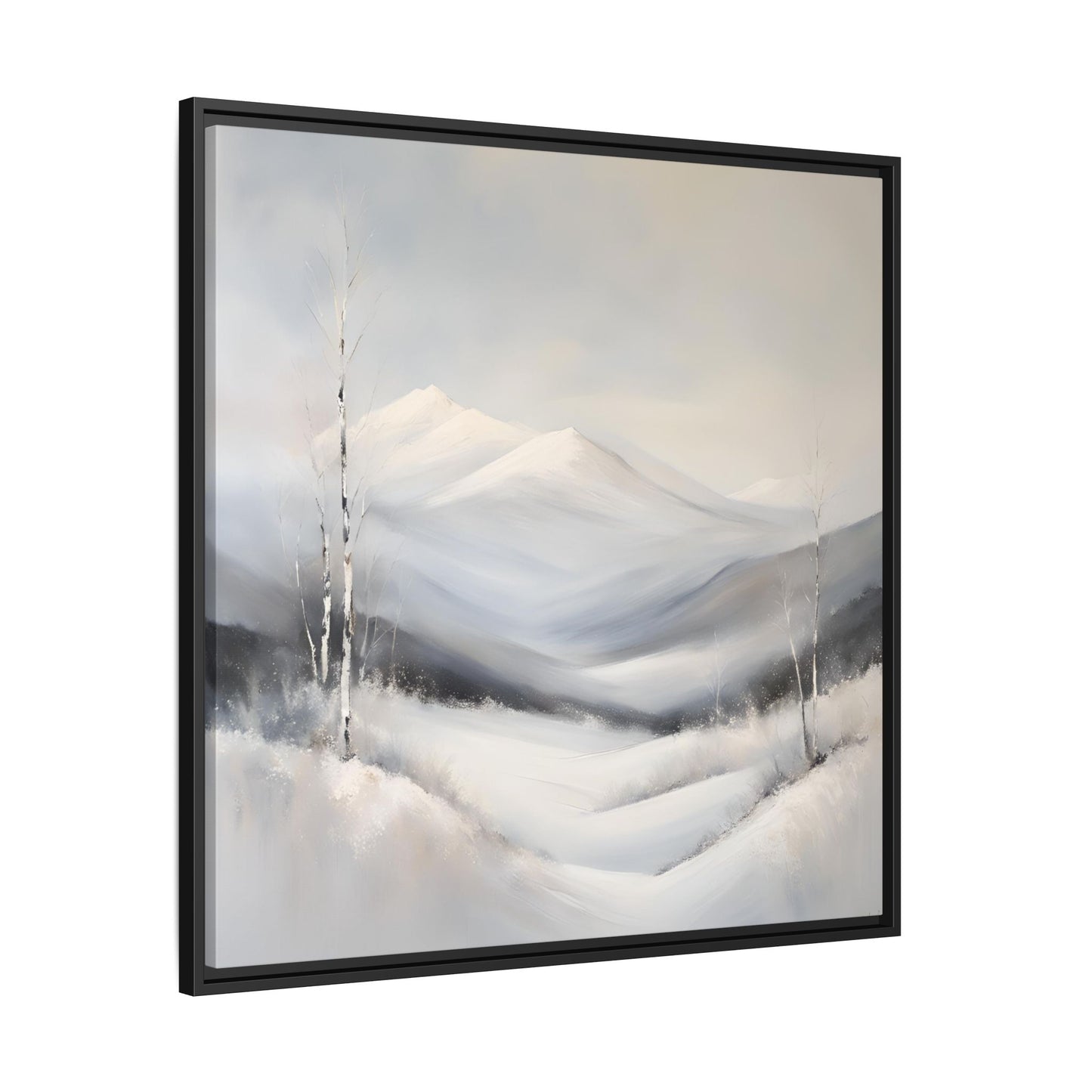 Modern Abstract Mountain Design Unique Framed Canvas Wall Art Snowy Gift Nature Lover Gift 3 frame colors