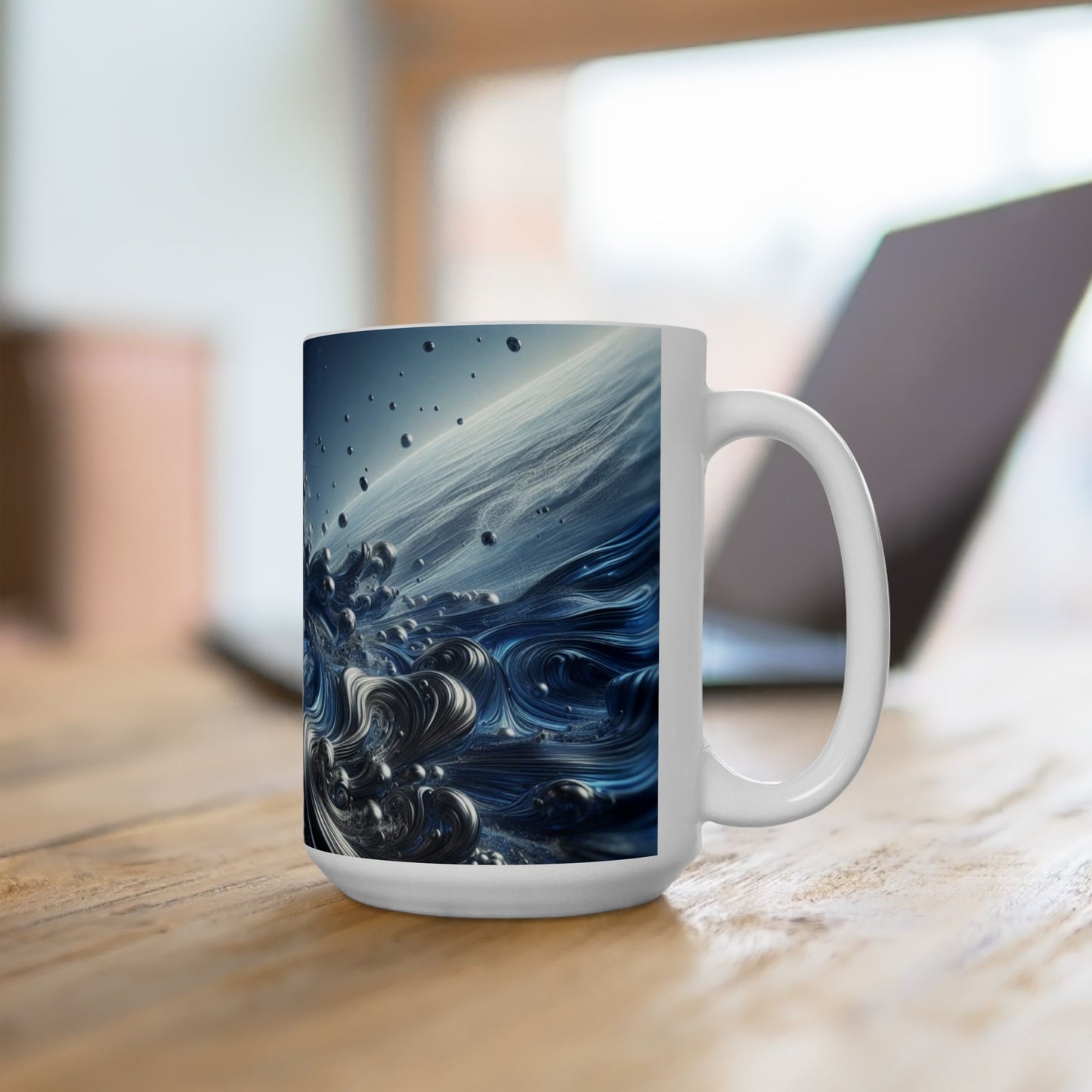 Ceramic Coffee Mug Modern Liquid Metal Wave Design Mug Tea Cup Oceanic Swirl Design Salt Life Surfer Ceramic Mug