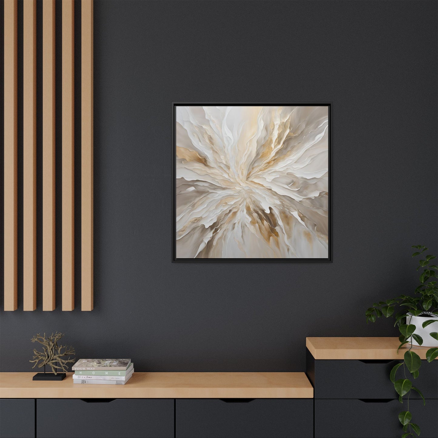Modern Abstract Floral Design Unique Framed Canvas Wall Art Starburst Gift Nature Lover Gift Garden Lover Gift 3 frame colors