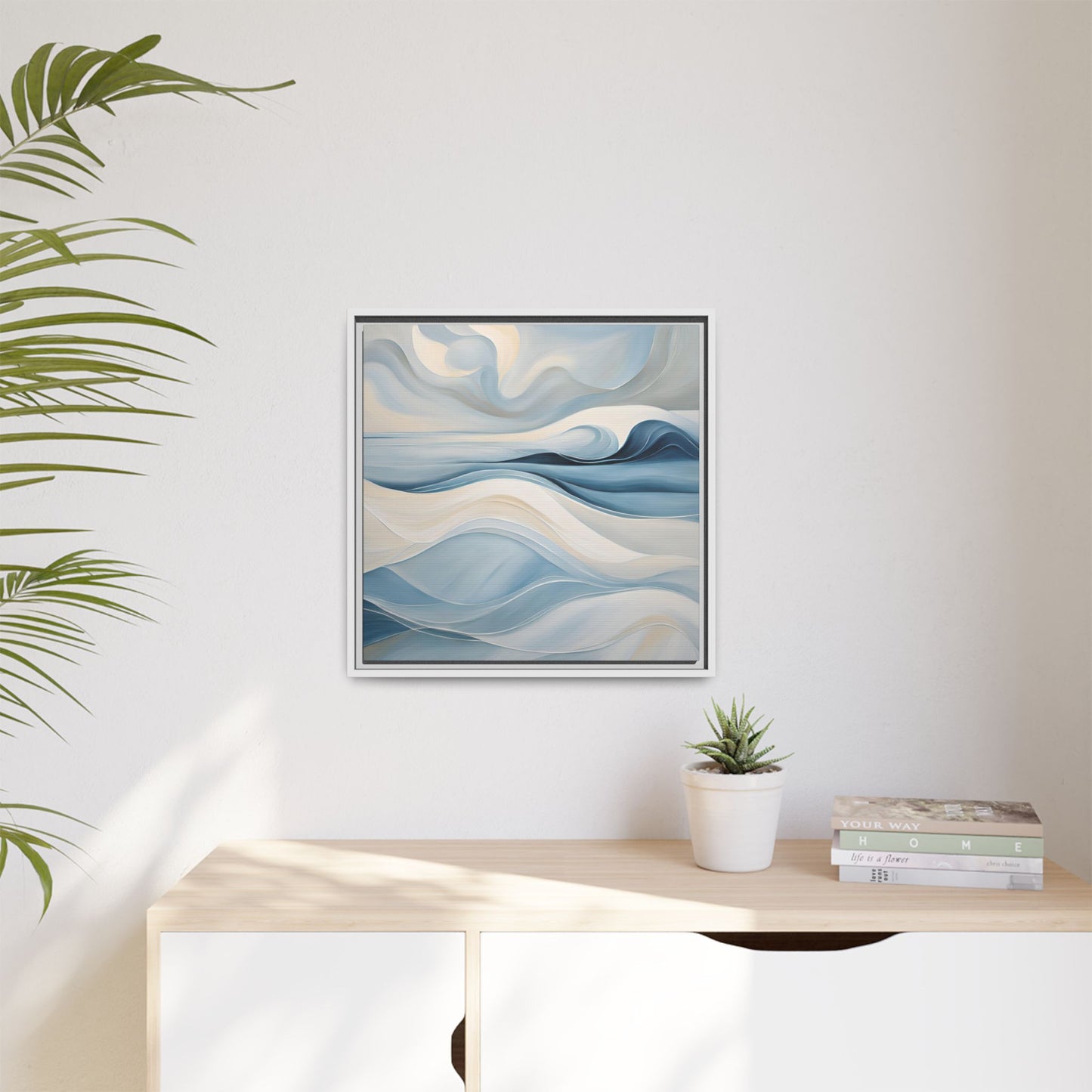 Modern Abstract Wave Design Unique Framed Canvas Wall Art Ocean Beach Gift Nature Lover Gift Underwater Sea Lover Gift 3 frame colors