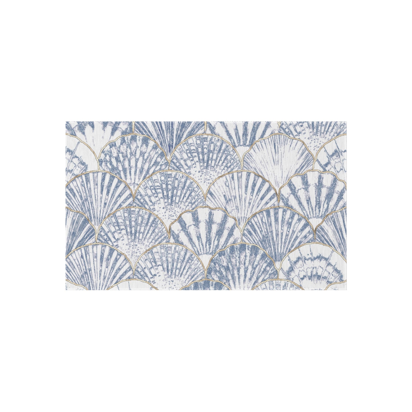 Clamshell Design Chenille Outdoor Rug with No-Skid Backing Cozy Outdoor Patio Carpet Oceanic Decor Gazebo Rug Pool Area Decor Kitchen Carpet
