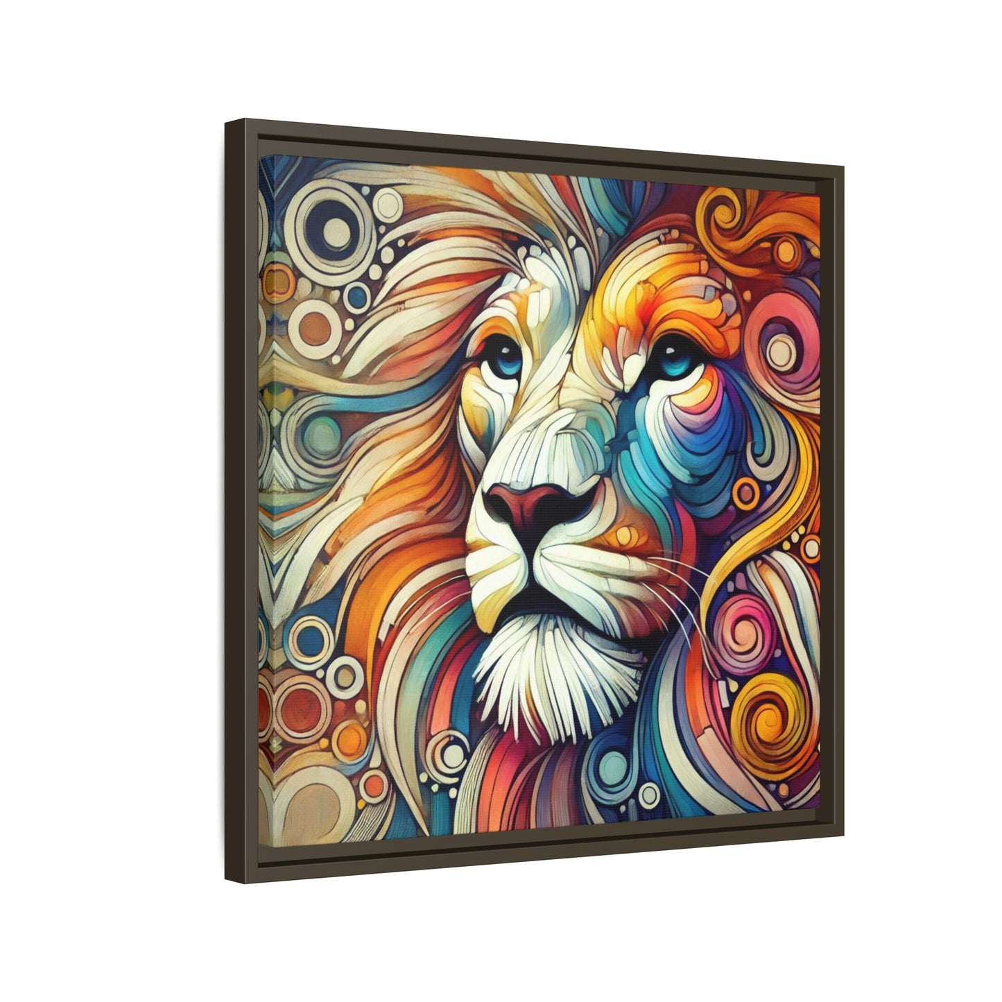Modern Lion Print Abstract Design Unique Framed Canvas Print King of Jungle Wall Art Animal Lover Gift Nature Lover Decor 3 frame colors