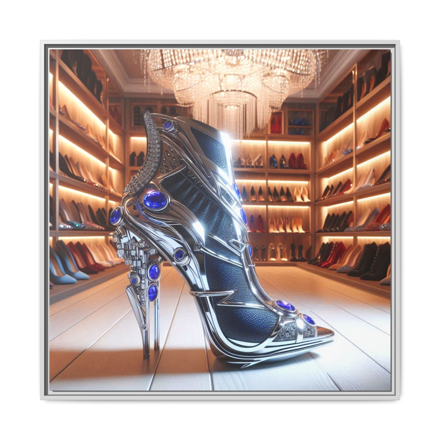 High Heel Shoe Framed Canvas Print Wall Art Unique Fashion Designer Style Haute Couture Shoe Lover Fashionista Gift Decor 3 Frame Colors