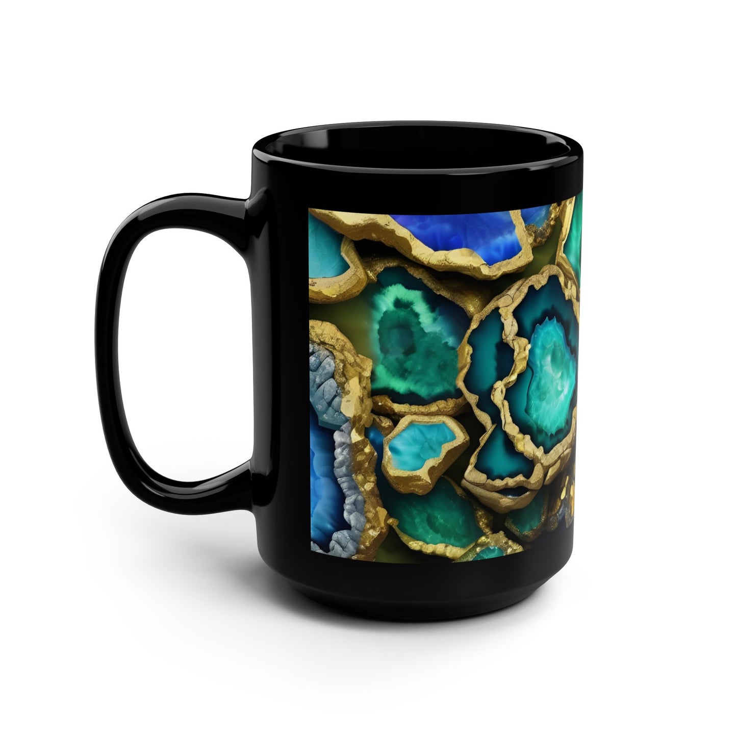 Ceramic Coffee Mug Quartz-Inspired Agate Image Nature Lover Ceramic Unique Colorful Teacup Geode Rock Gemstone Lover Ceramic 15 oz Mug