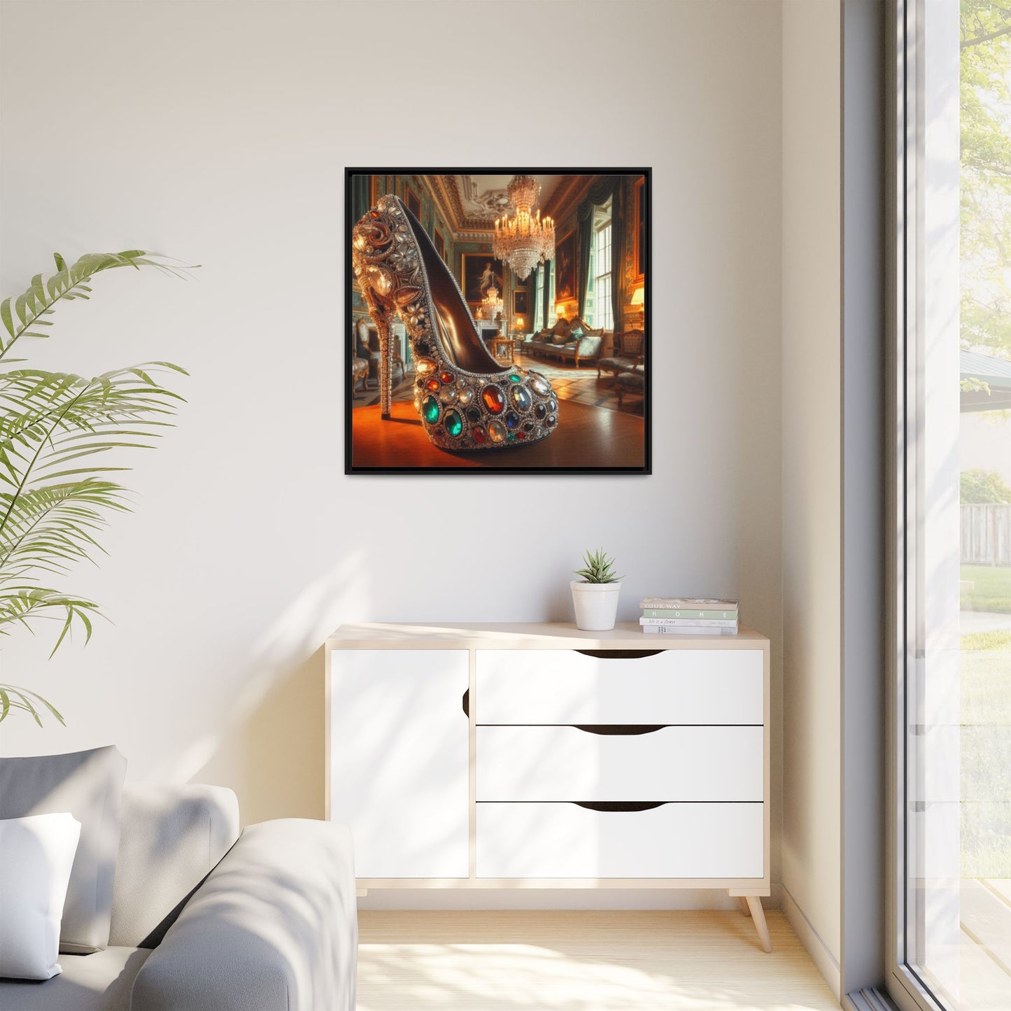 High Heel Shoe Framed Canvas Print Wall Art Unique Fashion Designer Style Haute Couture Shoe Lover Fashionista Gift Decor 3 Frame Colors