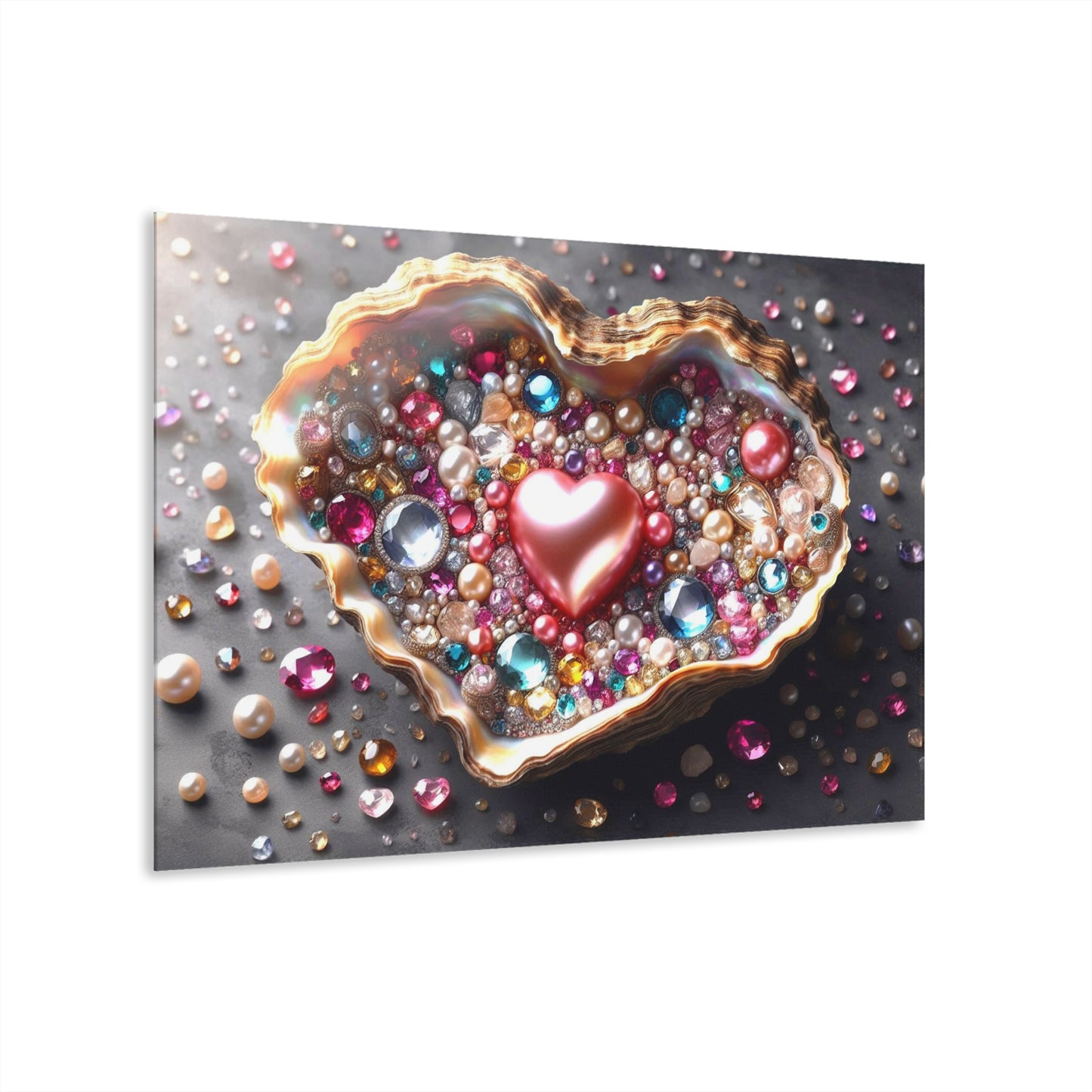 Heart-shaped Pearl in Oyster Shell Acrylic Print with French Cleat Salt-life Oceanic Nature Wall Art Beachy Relaxing Artwork Modern Decor