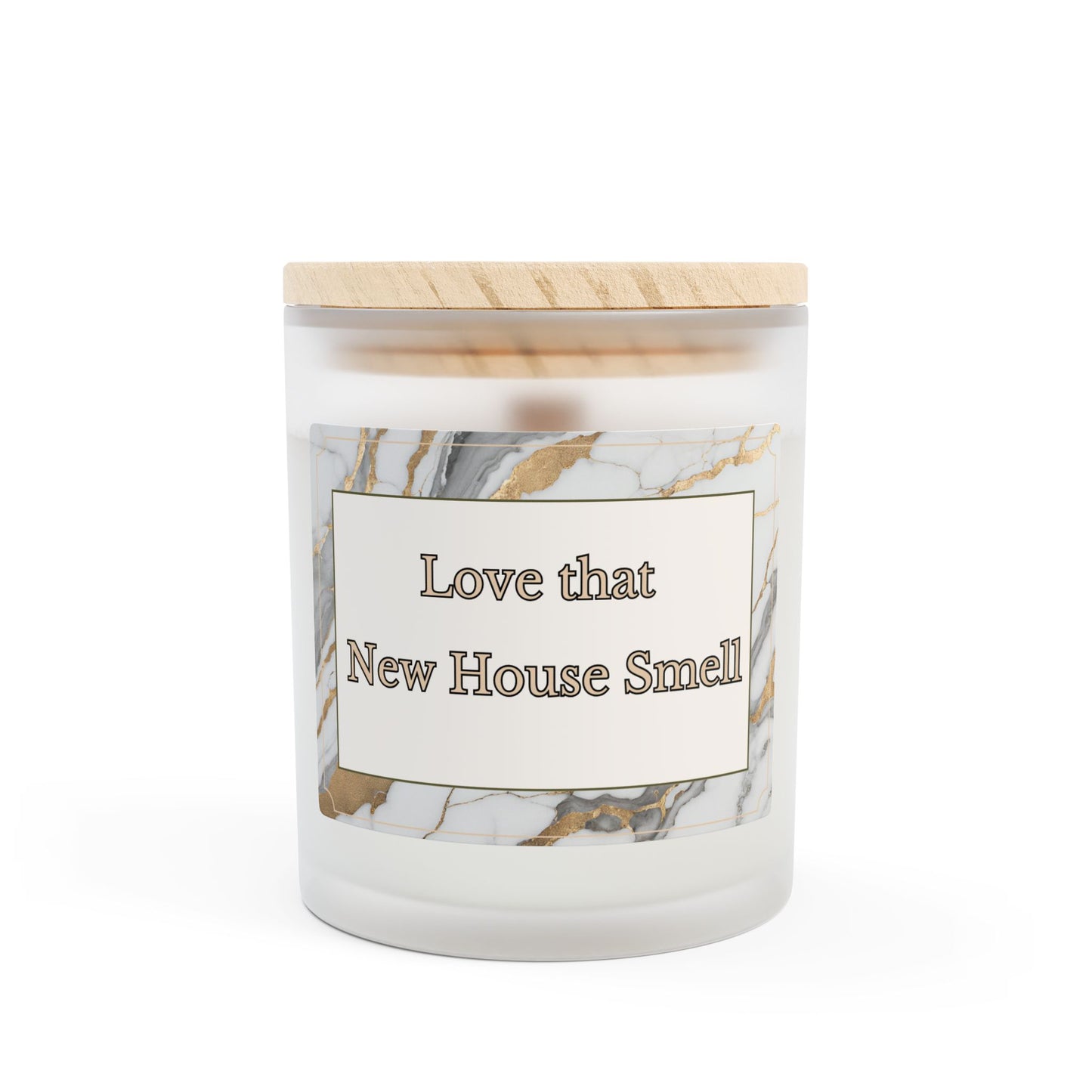 Artisanal Coconut Soy Frosted Glass Candle with Wooden Wick and Raw Maple Lid 11 oz Hand Poured Candle for New Home Owner 50 hrs burn time