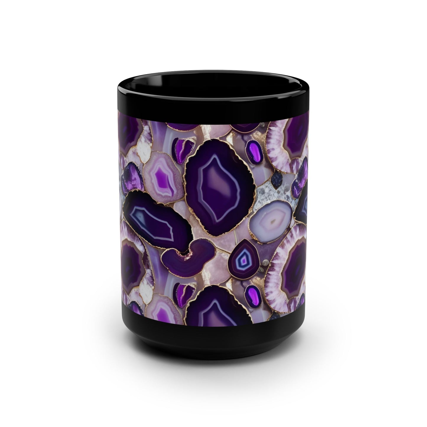 Ceramic Coffee Mug Purple Amethyst Quartz-Inspired Image Nature Rock Lover Ceramic Tea Cup Geode Inspired Agate Look Ceramic Mug