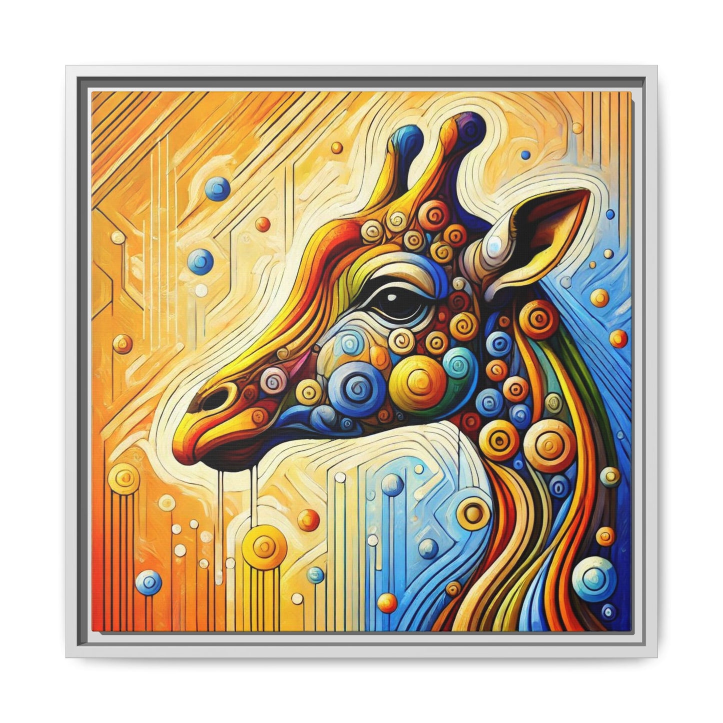 Modern Giraffe Print Abstract Design Unique Framed Canvas Print African Wall Art Animal Lover Gift Nature Lover Decor 3 frame colors
