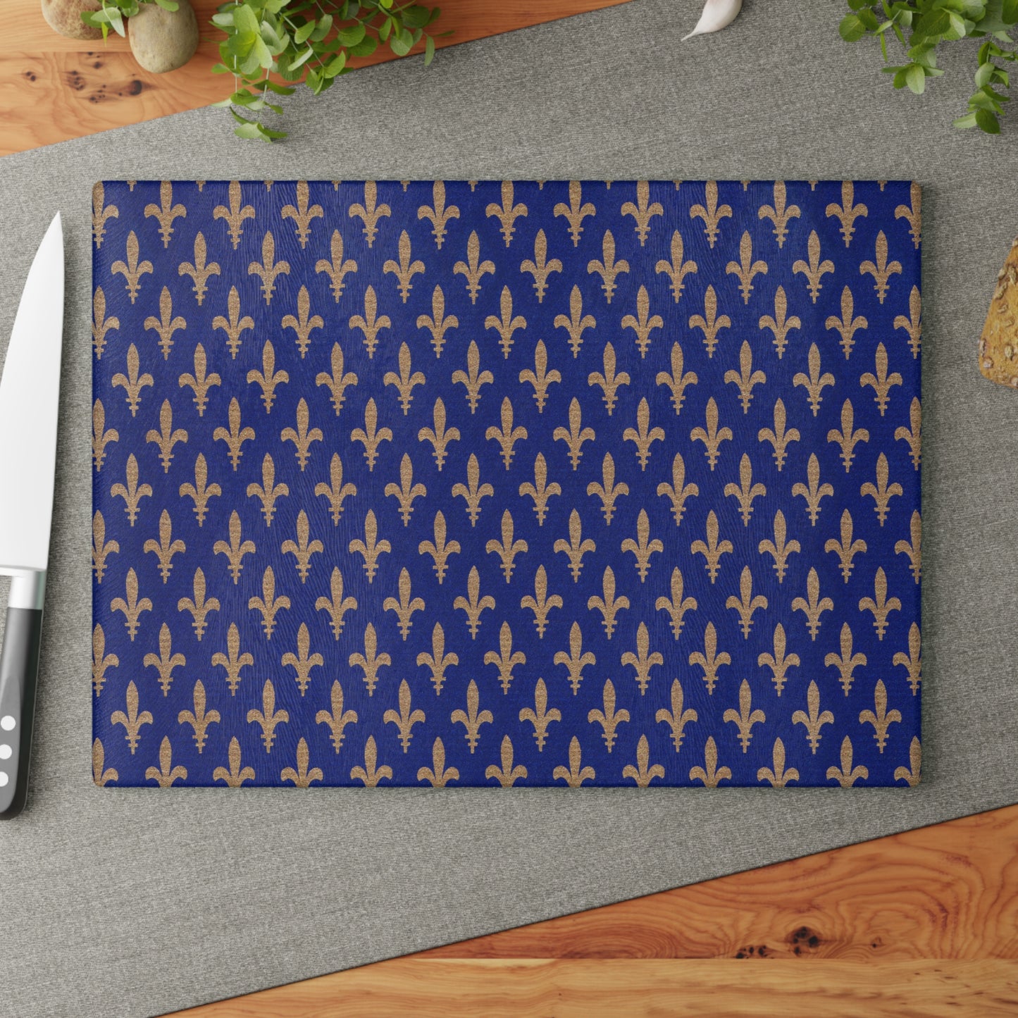 Fleur De Lis Kitchen Decor Glass Cutting Board Serving Tray Floral Design Cutting Board Gift for Home Cook Fun Glass Charcuterie Board