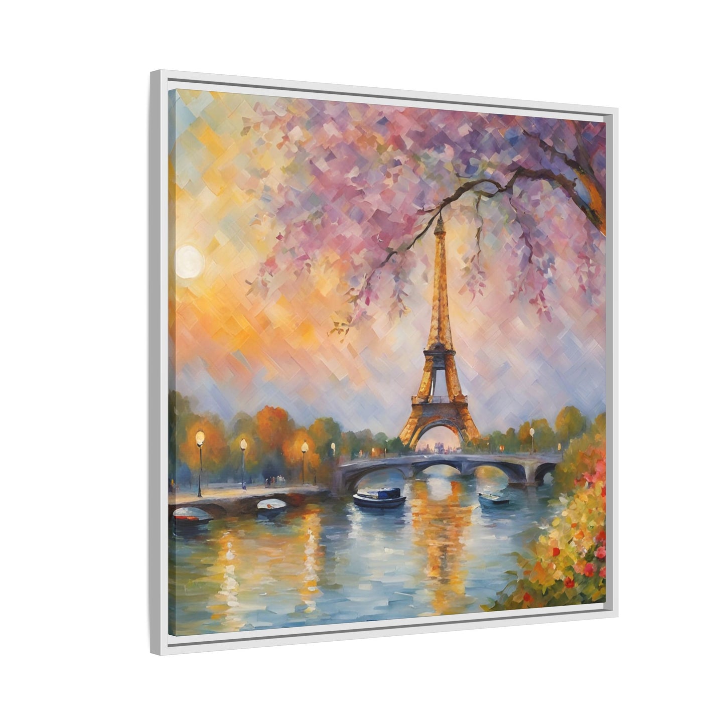 Modern Abstract Eiffel Tower Design Unique Framed Canvas Landscape Wall Art Paris France Gift Nature Lover Gift 3 frame colors