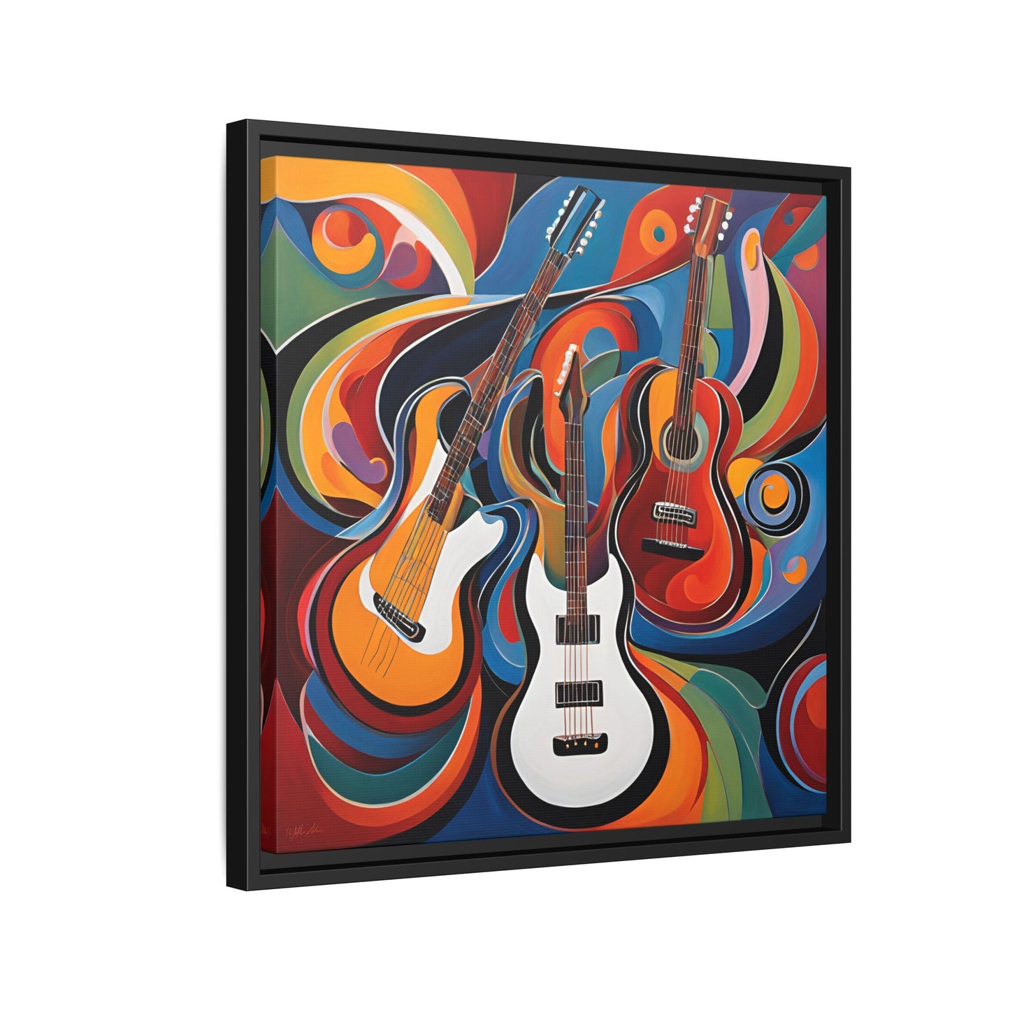 Modern Music-Themed Print Abstract Design Unique Framed Canvas Print Guitar Wall Art Music Lover Gift Decor 3 frame colors