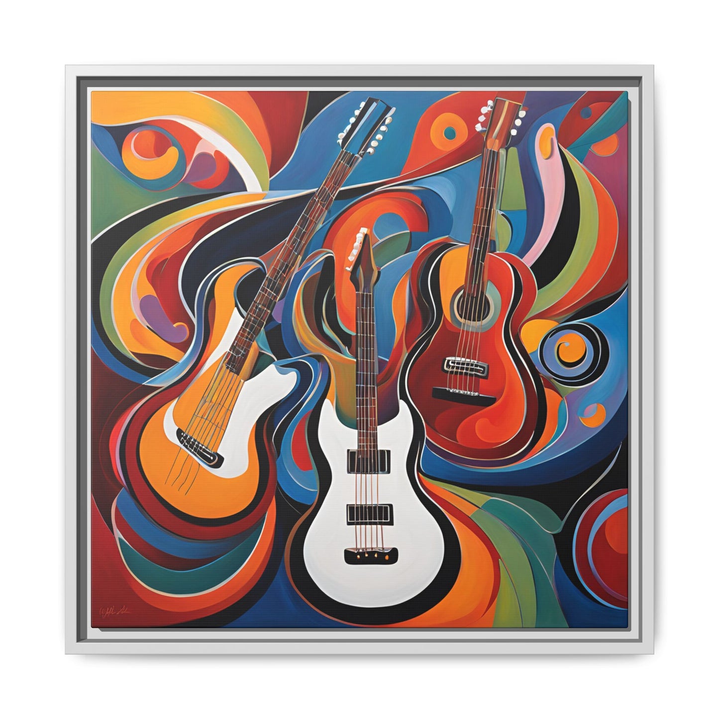 Modern Music-Themed Print Abstract Design Unique Framed Canvas Print Guitar Wall Art Music Lover Gift Decor 3 frame colors