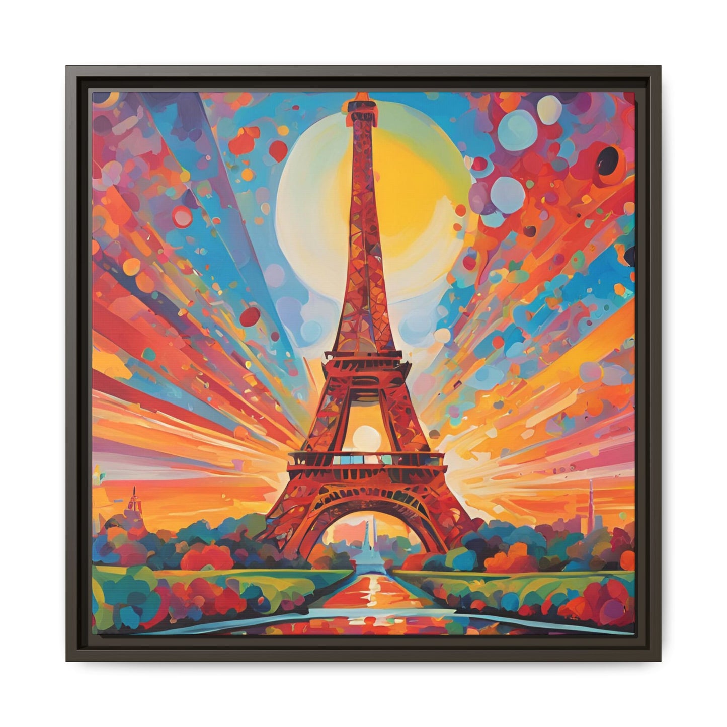 Modern Abstract Eiffel Tower Design Unique Framed Colorful Canvas Landscape Wall Art Paris France Gift Nature Lover Gift 3 frame colors