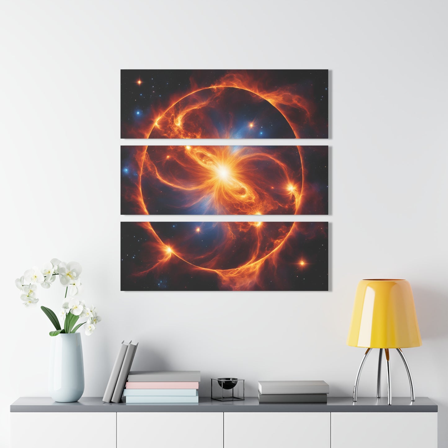 Black Hole Celestial Deep Space Galaxy Nebula Design Triptych Acrylic Print Wall Art Unique Alternate Universe Decor Stargazer Cosmic Gift