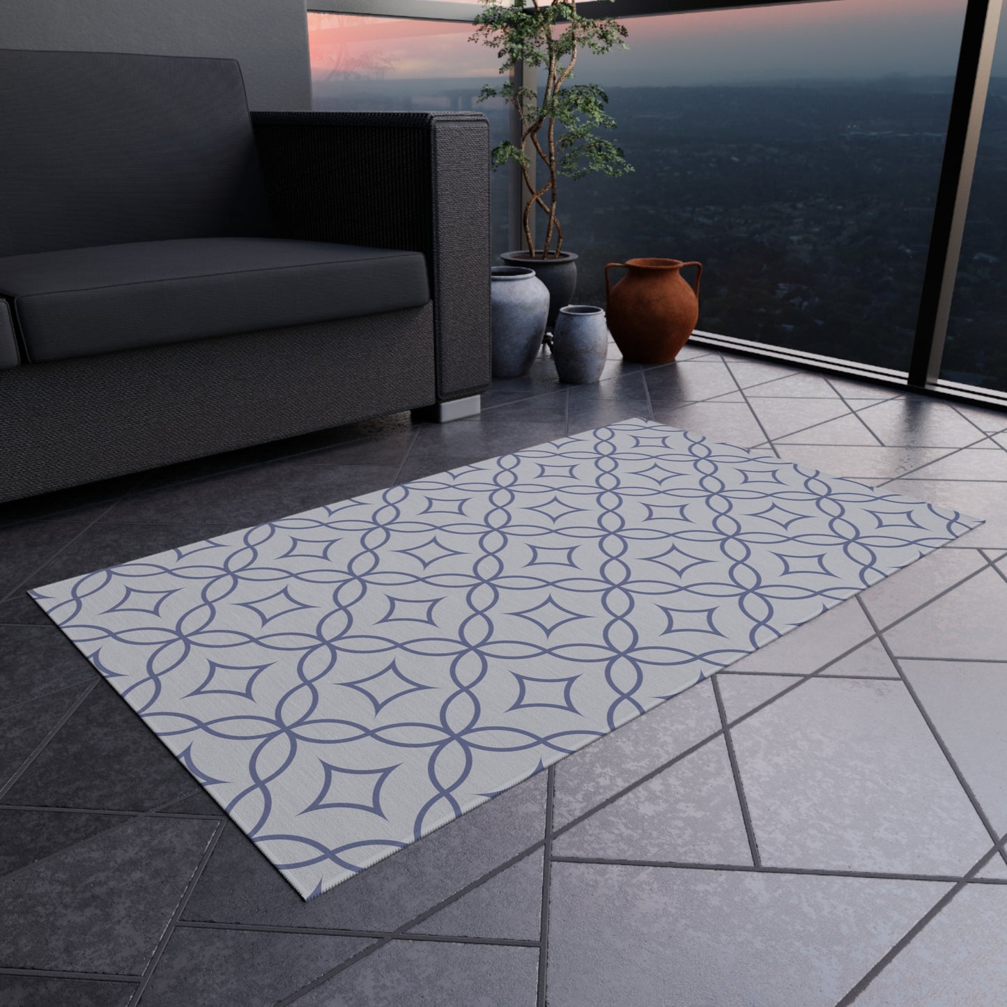 Chenille Outdoor Rug with No-Skid Backing Cozy Outdoor Carpet Grey Patio Decor Gazebo Rug Pool Area Decor Outdoor Kitchen Carpet