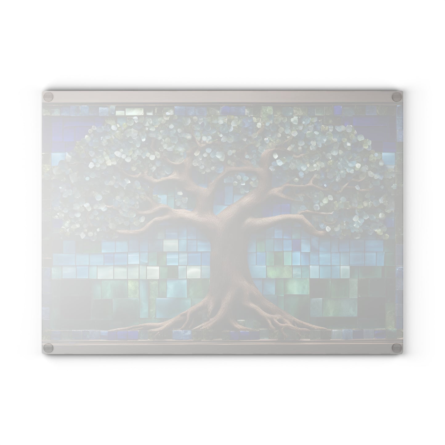Kitchen Decor Glass Cutting Board Serving Tray with Tree of Life Design Cutting Board Gift for Home Cook Glass Charcuterie Board