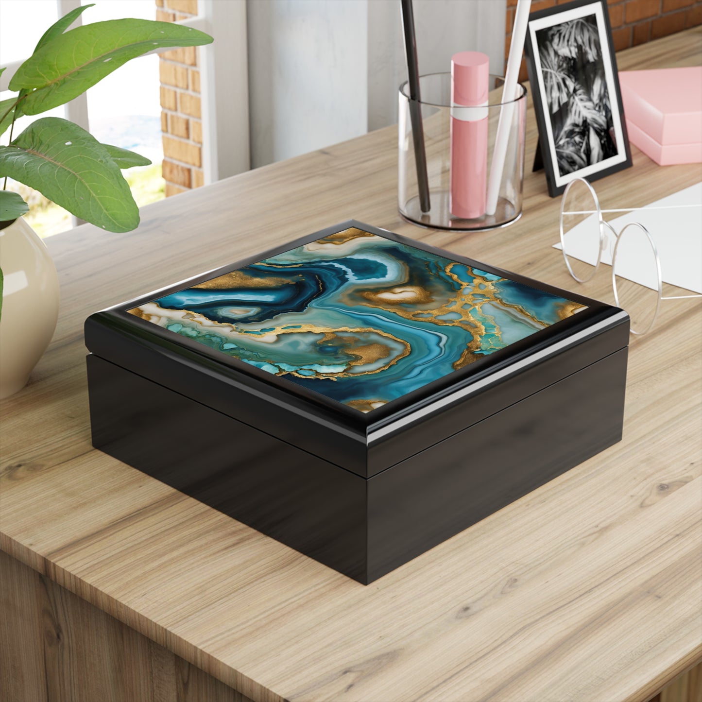 Unique Art Print Design Jewelry Box Trinket Box Bedroom Dresser Decor Vanity Gift Box - 3 colors to choose from