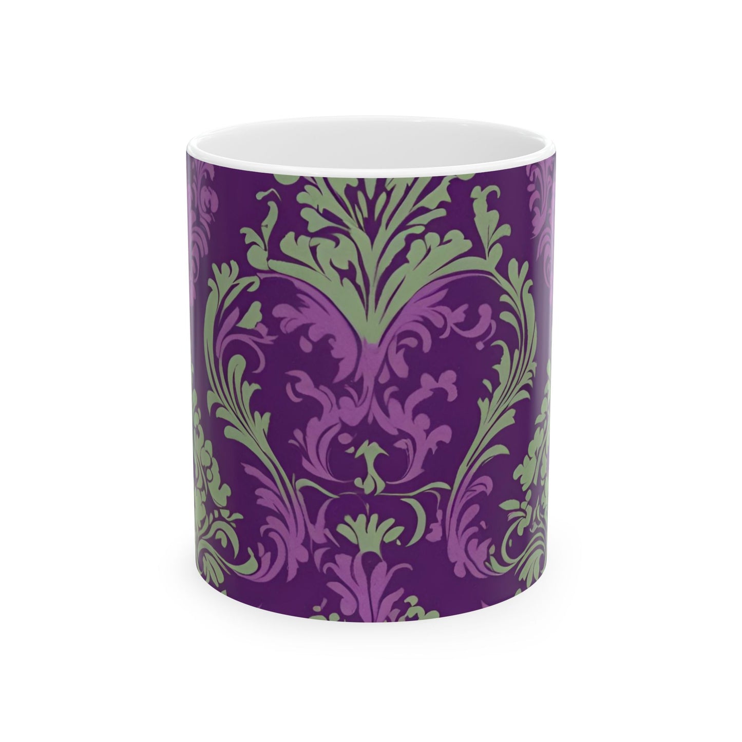 Elegant Damask Pattern Ceramic Mug Vintage Royal Purple Mug