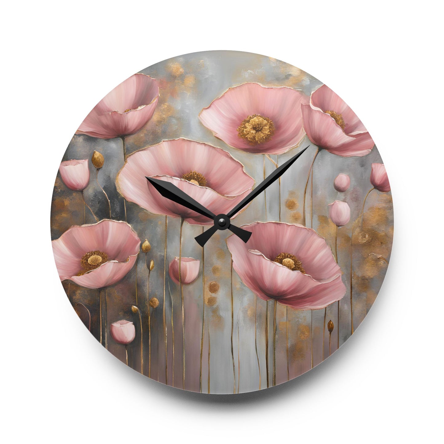 Floral Design Acrylic Clock Unique Colorful Wall Clock for Kitchen or Living Room Nature Lover Field of Flowers Gardener Gift