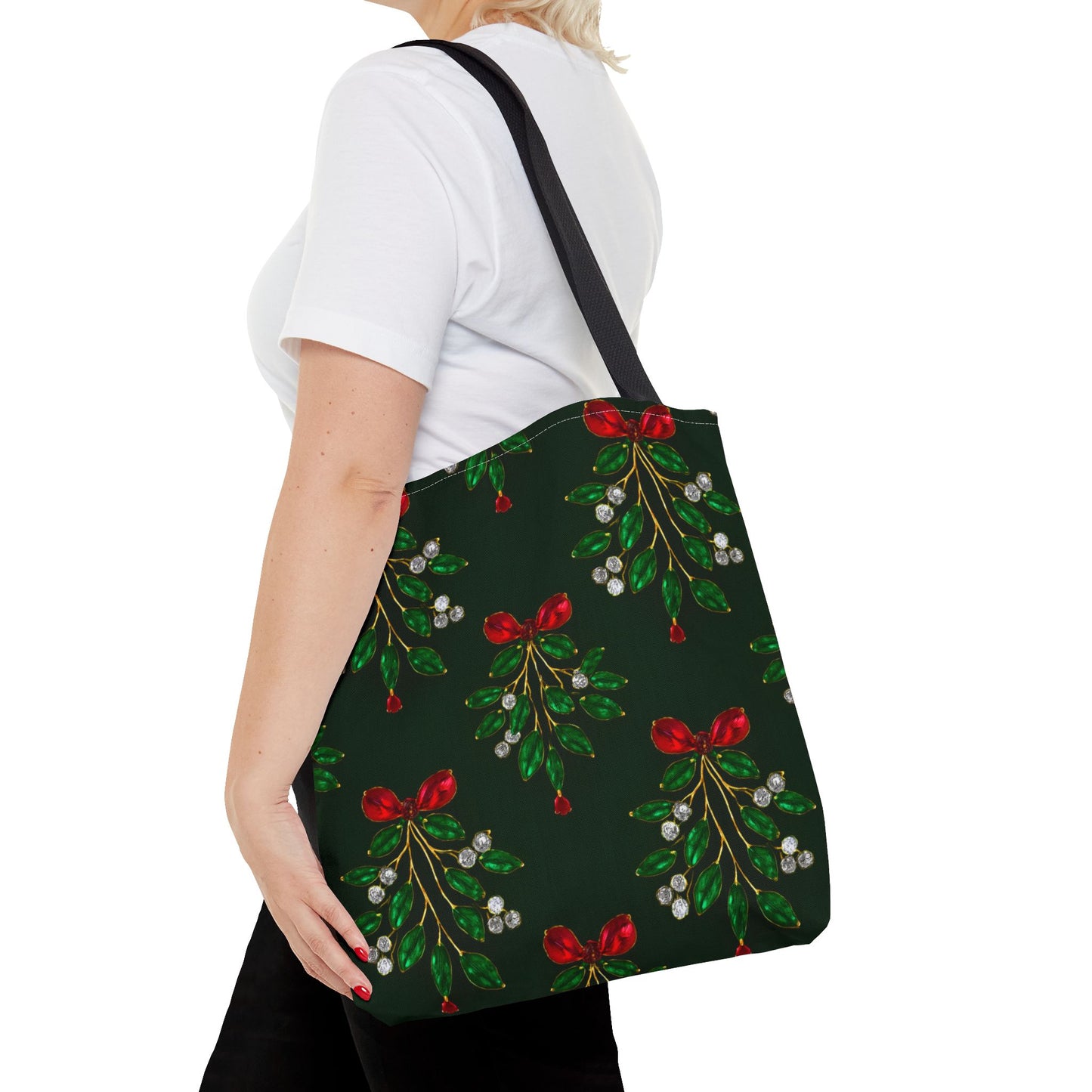 Mistletoe Christmas Tote Bag Holiday Cheer Gift Glam Winter Accessory Reusable Winter Tree Shopping Bag Xmas Joy Gift Unisex Bag for Him Her