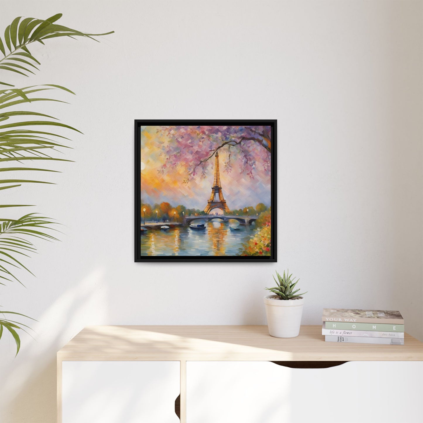 Modern Abstract Eiffel Tower Design Unique Framed Canvas Landscape Wall Art Paris France Gift Nature Lover Gift 3 frame colors