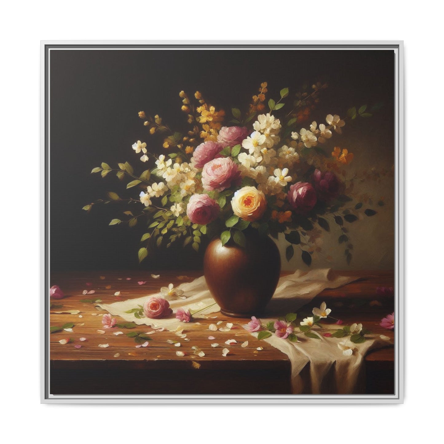 Vase of Flowers Unique Framed Canvas Wall Art Flower Lover Gift Wildflower Artwork Nature Lover Lanscape Gift 3 frame colors